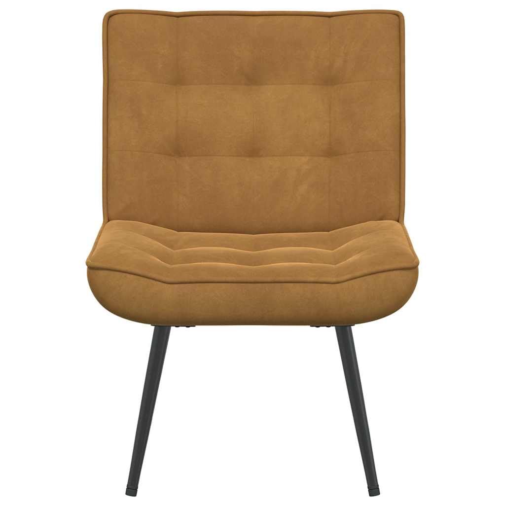 Sillón de relax de terciopelo con reposapiés, 64 x 84 x 74 cm, color marrón – Sillón acolchado suave con respaldo cómodo, marco estable de metal y madera contrachapada, versátil para salón,