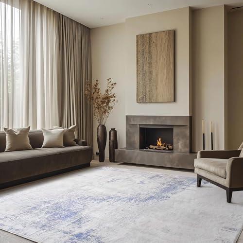 Cinknots Teppich Wohnzimmer Outdoor Teppich,Waschbar Weiche rutschfeste,Moderner Abstrakte Teppiche Passend für Wohnzimmer,Schlafzimmer und terrasse,Blau/Grau/Multi,200 x 250 cm