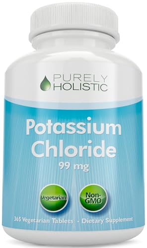Potassium Chloride 365 Tablets 1 Year Supply - Potassium Supplement 99mg Tablets - Supports Healthy Blood Pressure & Muscle Function - Vegetarian and Non GMO