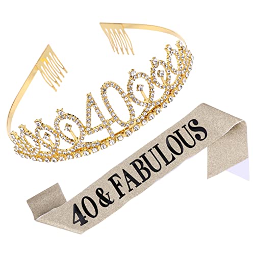 Beaupretty 1 セット 2個 セレモニー ベルト 40歳 誕生日 サッシュ ショルダー ストラップ カチューシャ 女性用 メイクアップ ヘア バンド カチューシャ ローズ ゴールドの商品画像（Amazon）