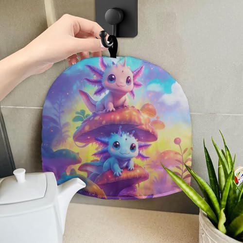 Image of Cartoon Salamander Print Handmade Tea Cozy Kitchen Home Decorations Teas Cosy Creative Gifts Tea Cozies for Teapot Keep Warm Double Tnsulated Kettle Cover for Office