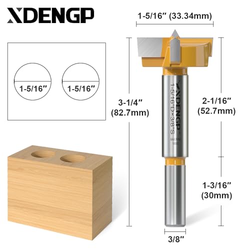 Image of Forstner Bit 3 /8 inch Shank, 1-5 /16 inch Cutting Diameter, Forstner Drill Bit for Woodworking, Drilling Hole Saw Set, Auger Opener, Hole Opener Hinge Hole Cutter for Plastic, Plywood Products