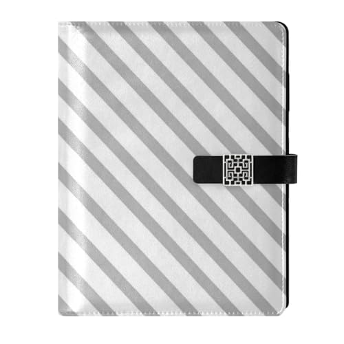 Carnet de notes ligné pour les voyages en cuir à rayures grises format poche