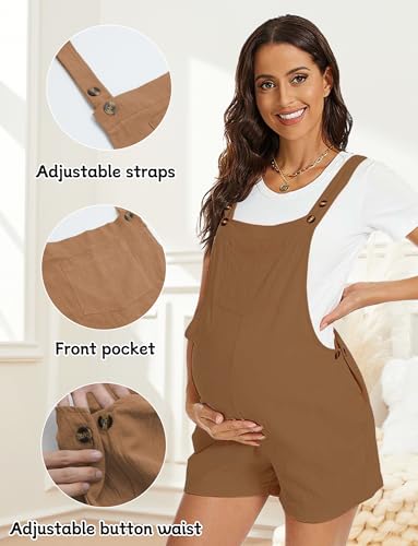 Jumpsuit chic pour femme enceinte FEOYA salopette coton style décontracté - 4