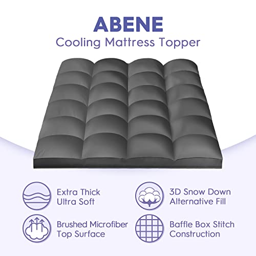 ABENE Mattress Topper Twin for Back Pain Relief, Extra Thick Mattress Pad Pillowtop, Soft Mattress Protector Cover with 8"-21" Deep Pocket, Overfilled Down Alternative Filling (Gray, Twin)