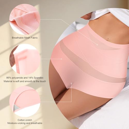 Women Tummy Control Underwear,High Waisted Shapewear Panties,Silky Soft Full Coverage Stretch Ladies Brief Multipack4