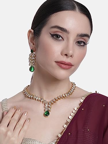 Image of Peora Traditional Crystal Necklace & Jewellery Set Gift for Women