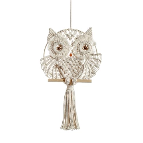 Tenture macramé hibou tapisserie coton bohème chambre salon décoration