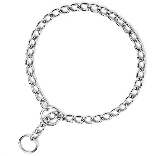 Filhome Collar de estrangulador de perro, collar de cadena de acero inoxidable, collar de choque de metal para cachorros, collar de cadena de deslizamiento para entrenamiento Cover