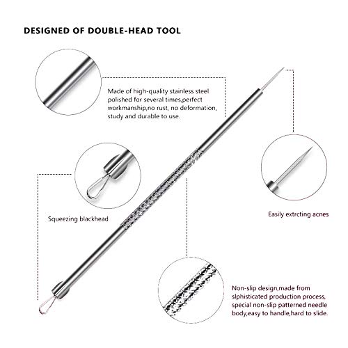 9PCS Blackhead Remover,Acne Removal Tool,Comedone Extractor Tool,Best Blackhead Remover,Treatment Blemish,Whitehead Remover Tool,Risk Free Nose Facial Skin Removal Kit