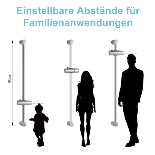 OFFO Duschset Duschstange Brausestange 90cm,wandmontierte Duschstange,verstellbarer Abstand 53 bis 85cm,mit Handbrausenhalterung,Ersatz für Dusche,Chrom