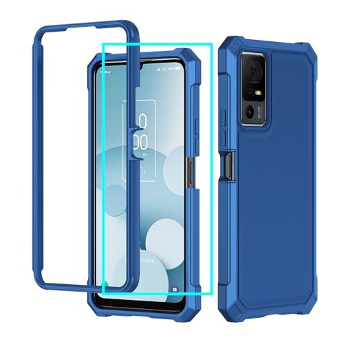 for Jitterbug Smart 4 Case/TCL 40XL/TCL 40T/TCL 505 Phone Case with Screen Protector Frosted PC Back Front Soft Silicone Bumper Military Grade Protection Cover for Jitterbug 4/TCL 40 XL/TCL 40 T Blue