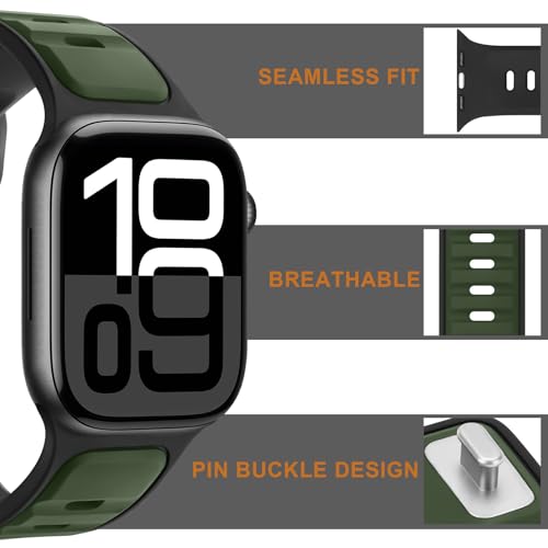 Anlinser Bands Compatible with Apple Watch Band for Women Men 42mm 41mm 40mm 38mm, Soft Sport Loop Waterproof Strap for iWatch Series 11/10/9/8/7/6/5/4-1 SE, Army Green - image 4