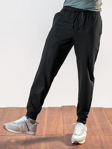 Image of DAMENSCH Men Mid Rise Regular Fit Cotton Blend Solid Moisture Wicking Antimicrobial Zipper Pocket Super Comfortable Baby Terry Lounge Joggers