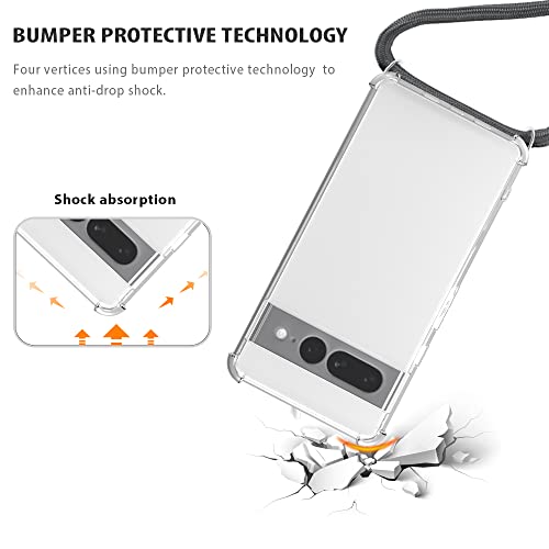 Yespure Crossbody Case For Google Pixel 7 Pro Clear Soft Tpu Anti-Yellowing Anti-Scratch Shockproof Protective Phone Cover Case - Gray #TOP4