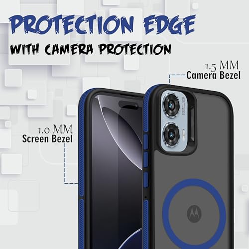 Image of V-TAN Frosted Ultra Matte Back Cover Case for Motorola Edge 50 Fusion| Compatible with Wireless Charging | Smooth Sides with Grip | Stylish Protective Design (Blue)