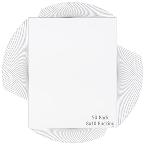 Mat Board Center 50 Pack White Backing Boards, 8x10 Backboards for Frames