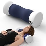 Ruizman Cervical Roll Pillow - Ergonomic Design Round Neck Pillow Roll with Cooling Cover - Memory Foam Cylinder Bolster Pillows for Neck Support, Leg, Back, Yoga (Blue White)