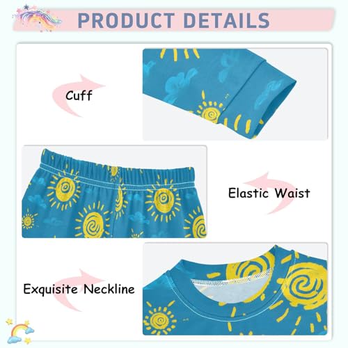 Cartoon Pajamas Set Sun Pattern Long Sleeve PJs Cotton Jammies Sleepwear Top and Pants Multicolor4