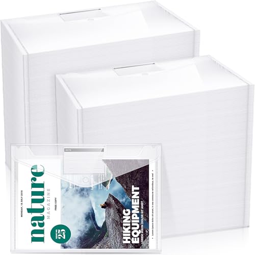 Zhehao Clear Envelopes with Snap Button Closure, A4 size, 100 pack