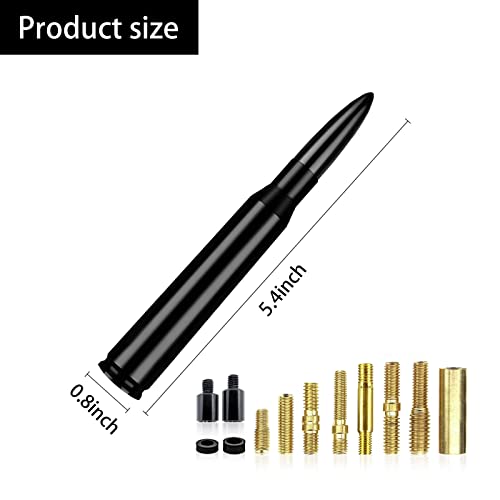 Ajxn 1 PC Car Truck Bullet Antenna, Auto Antenna Mast, Suitable for GM Chevy Silverado 1500 2500 3500 HD Avalanche GMC Sierra 1500 2500 3500 Denali Heavy Duty Pickup Trucks Accessories (Splice Black) - Thumbnail 2