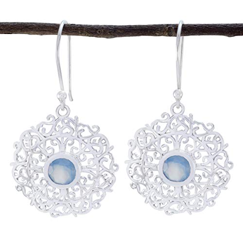 natürlicher Edelstein facettierte Aqua Chalcedony Ohrring - 925...