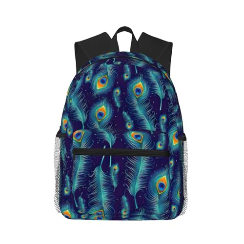 Sac à dos voyage multifonctionnel imprimé paon vintage noir homme femme