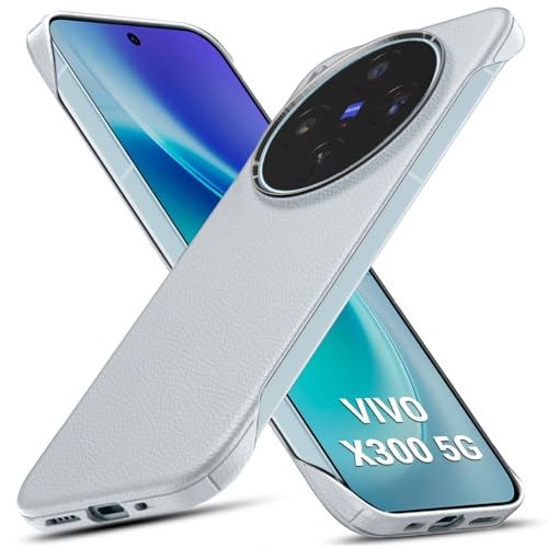 Image of TheGiftKart Hybrid Ultimate Slim Back Case Cover for Vivo X300 5G | Lightweight Profile | Hard Back Case Cover for Vivo X300 5G (PC & TPU, Metal Camera Ring, Leather Texture Finish, Grey)