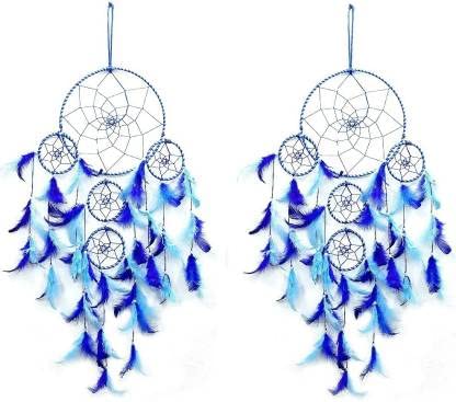 Dream Catchers with Light Wall Hangings for Home Decor Kids Room Bedroom Livingroom Balcony Car Garden Handmade Dreamcatcher Positivity Feathers Wall Decoration Items (Set of 2, 25L x 75H cm)-image-8