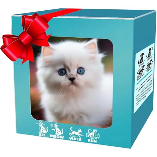 Chat Robot, Animal en Peluche, Animal Électronique Qui Aboie, Chat Robot Réaliste, Mon Chiot Robot Réaliste en Peluche, Expérience Robotique Interactive, pour Enfants White