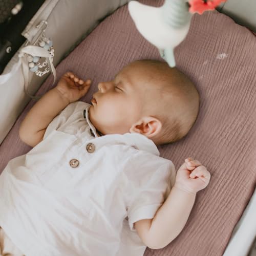 Image of lulumoon Muslin Bassinet Sheets Baby: Cotton Bedside Bassinet Sheets Fitted for Chicco Lullago Anywhere & Baby Bjorn Cradle