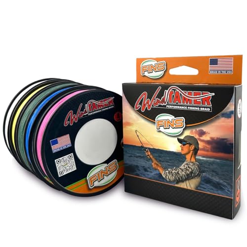FINS Windtamer Braided Fishing Line – Round No-Wax 4-End Braid, Eliminates Wind Knots and Rod Tip Wraps, No-Stretch Performance, Low Memory, Freshwater Saltwater, Spinning Baitcasting, Made in USA by FINS - Image 2