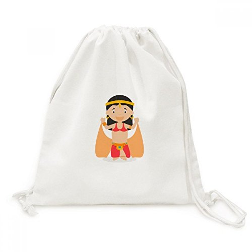 Toile drawstring backpack sac léger anti-encombrement au motif de danseur oriental
