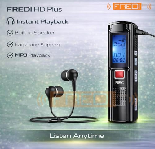 Image of FREDI HD PLUS Voice Recorder, Digital Voice Recorder for Meetings, Lectures & Students, 8GB Built-in, Portable Audio Recording Device with Mic & Speaker, Long Battery, MP3 Playback