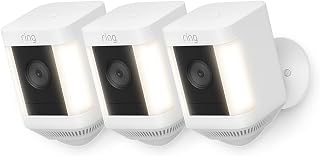 Ring Spotlight Cam Plus Wired by Amazon | 1080p HD Video, Two-Way Talk, Colour Night Vision, LED Spotlights, Siren, Hardwired installation | 3 Cameras