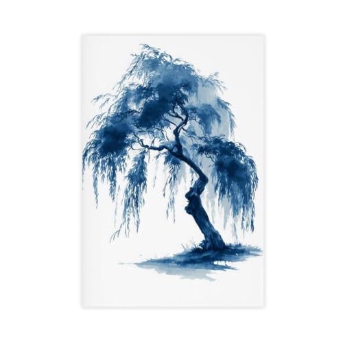 Zen Trees aquarelle bleue sur toile une idée cadeau originale pour chambre