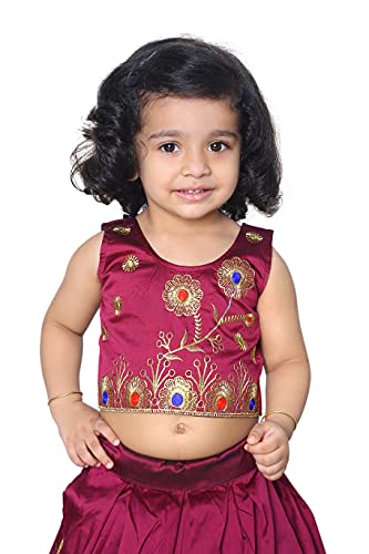 Image of Girl's Tafetta Silk Readymade Lehenga Choli