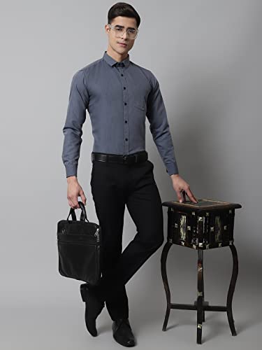Image of Majestic Man Slim Fit Solid Cotton Blend Formal Shirt for Men
