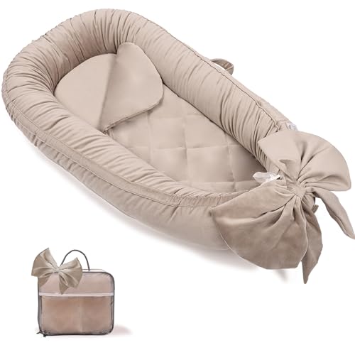 Image of EAQ Baby Lounger, Infant Lounger for Newborn,Portable Baby Nest Cover Breathable & Soft, Newborn Essentials