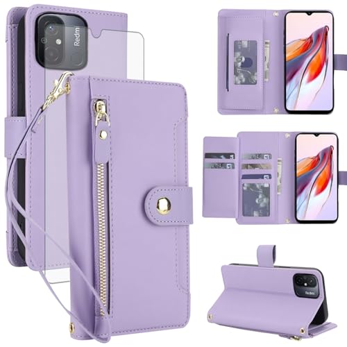 Étui Xiaomi Redmi 12C et Poco C55 Asuwish en cuir avec porte-cartes