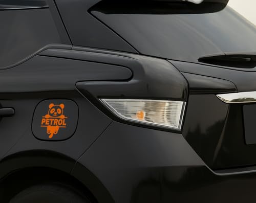 Image of Panda Petrol Sticker for Car - Waterproof Vinyl Fuel Tank Decal, Cute Cartoon Animal Petrol Cap Decoration, Durable & Easy to Apply (Orange)