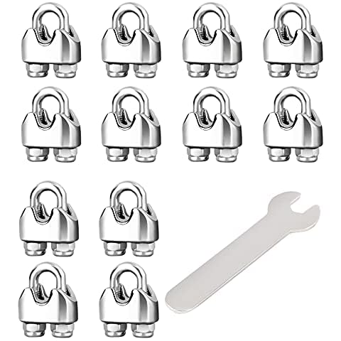 TooTaci 12 Stück Drahtseilklemme 2mm Edelstahl,M2 Drehseilclips Seilklemmen, U Bolzensattelverschluss Kabelklemme für 2mm Kabel & Drahtseile,Stahlseil… Cover