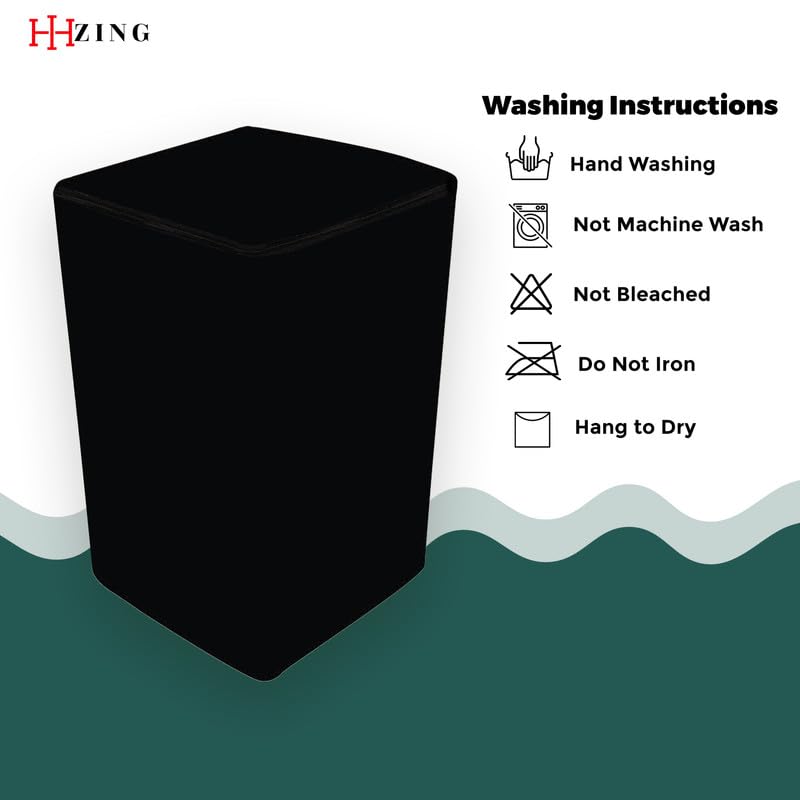 Image of Waterproof Washing Machine Cover Fully Automatic Sutaible for Samsung Model 8.0 kg Ecobubble Top Load, WA80BG4441BG (54 x 56 x 98 cms) Solid Black Print