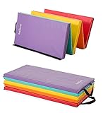 HearthSong Five-Panel Folding Kids' Gymnastics Tumbling Mat for Active Play, with Carrying Handles, 77'L x 33'W x 1¼'H