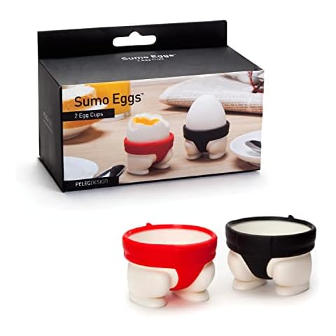 Sumo Eggs - Soft or Hard Boiled Egg Cup Holders (Set of 2) Cover