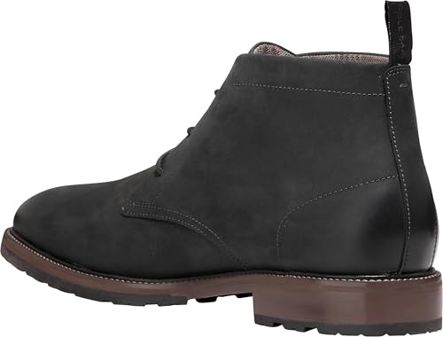Cole Haan Mens Berkshire Lug Chukka Boot, Black Waxy Leather/Truffle Water Resistant, 10-M US