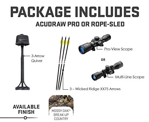 Wicked Ridge RDX 400 Crossbow with ACUdraw, Multi-Line Scope, Package