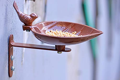 Image of Sharpex Sturdy Steel Plant Hanger Bird Bath or Feeder Rust Brown, Cast Iron Wall Mount Bird Feeder Great for Attracting Birds (Brown, Pack of 2)