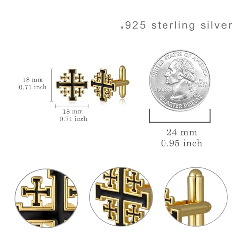 Mancuernillas Cruz de Jerusalén en Plata 925 para Hombre miniatura 6