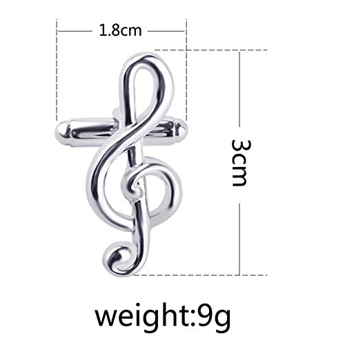 Mancuernillas musicales plateadas para hombre KnBoB miniatura 2